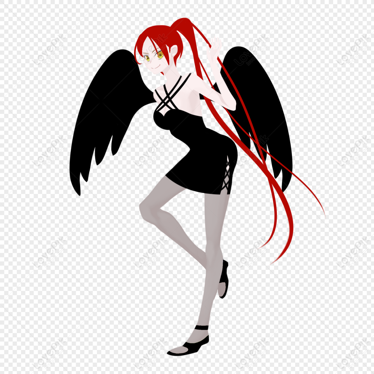 Red Demon Wings Illustration PNG Images