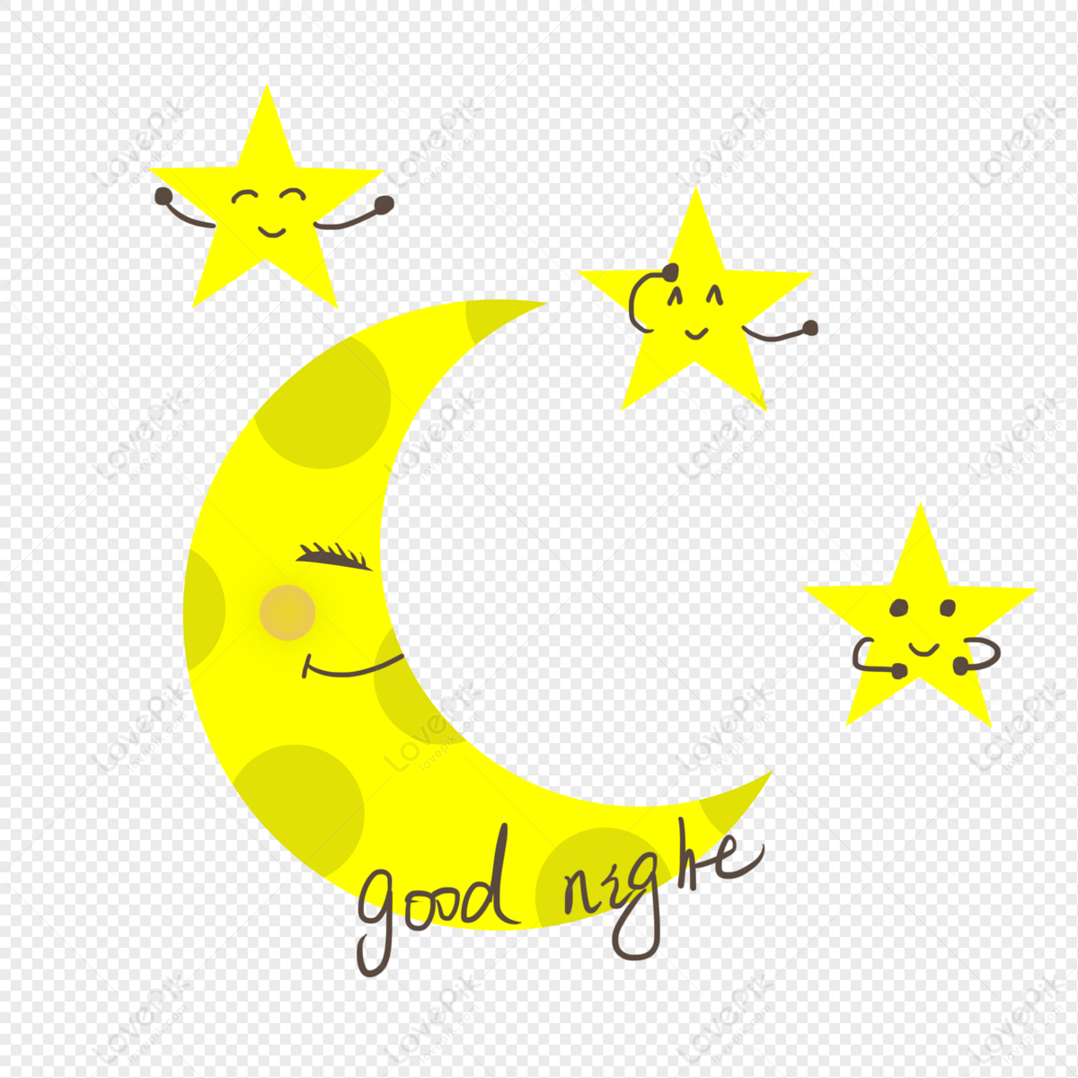 Yellow Moon Stars Good Night PNG Image Free Download And Clipart ...