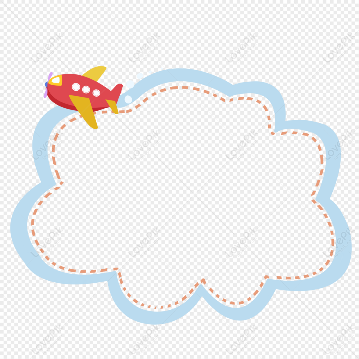 Airplane Cartoon Border, Cloud Light, Airplane Flying, Blue Light PNG ...