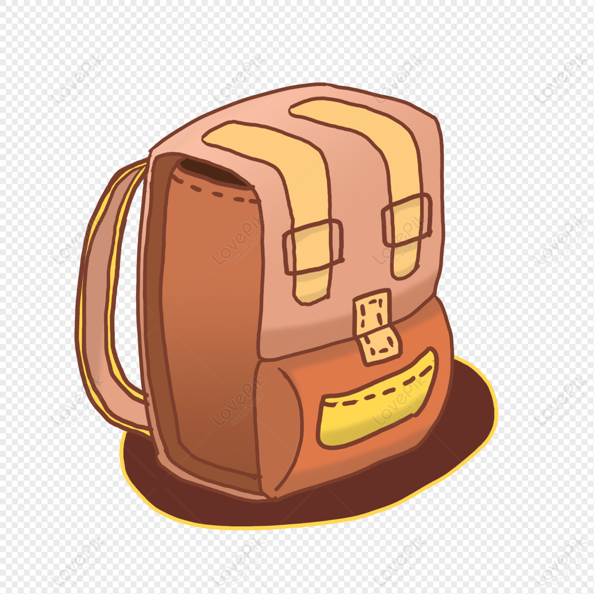 Brown bag travel bag, brown light, bag cartoon, brown dark png image free download