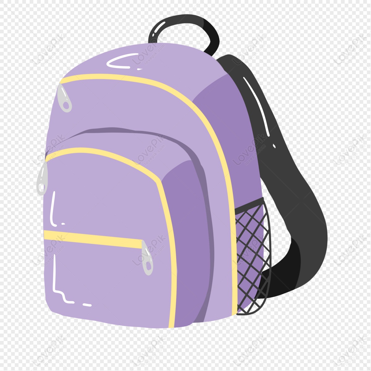 Cartoon Hand Painted School Supplies Purple School Bag PNG Picture And  Clipart Image For Free Download - Lovepik | 401358315