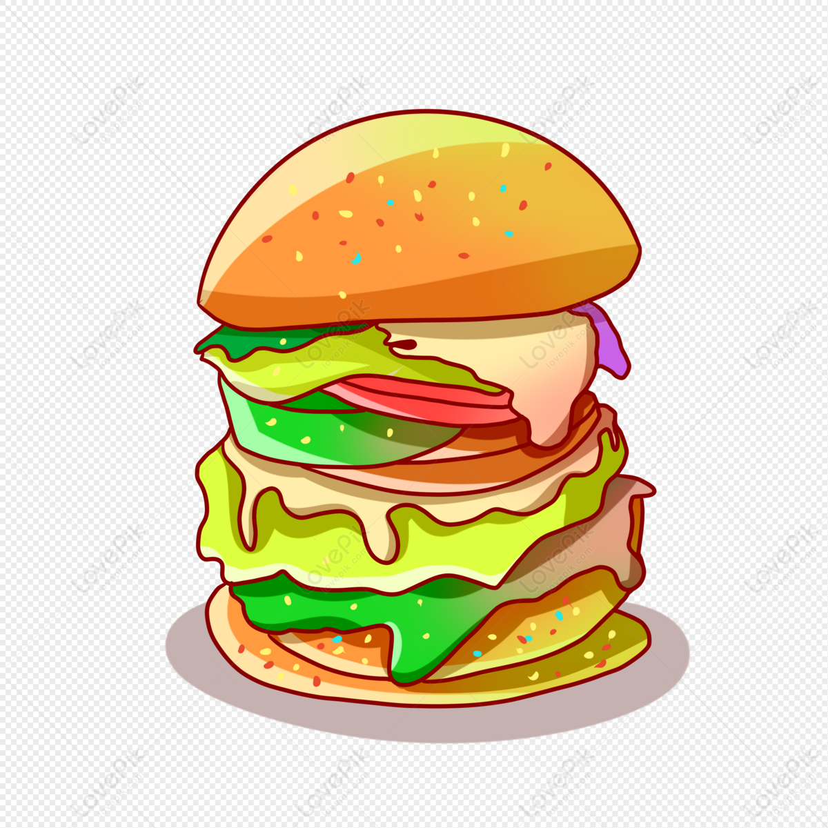 Cartoon Burger PNG Images With Transparent Background | Free Download On  Lovepik