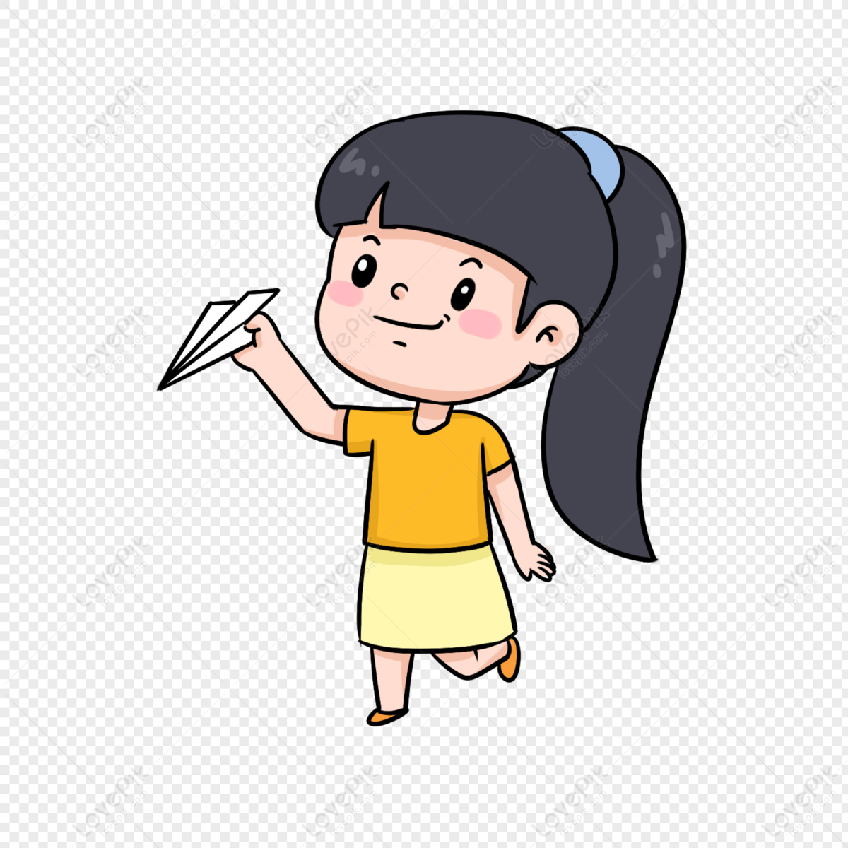 Cartoon Yellow Dress Girl Flying Paper Plane PNG Image Free Download And  Clipart Image For Free Download - Lovepik | 401358761