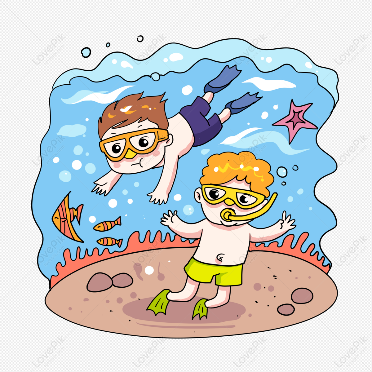 Diving Child, Sea Swimming, Sea Underwater, Cartoon Swimming PNG ...