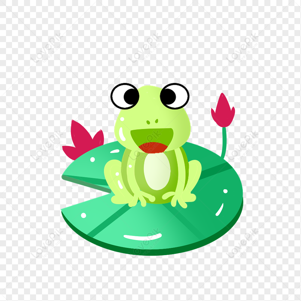 Frog Licking On Lotus Leaf PNG Transparent And Clipart Image For Free ...