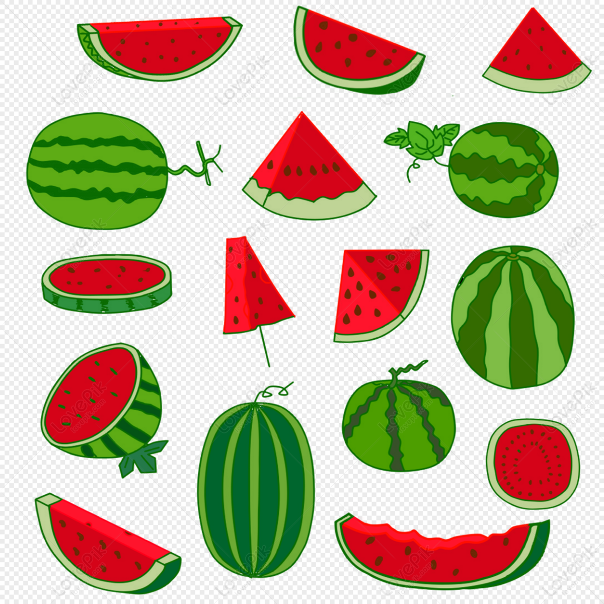 Green Watermelon Illustration Png PNG Image And Clipart Image For Free ...