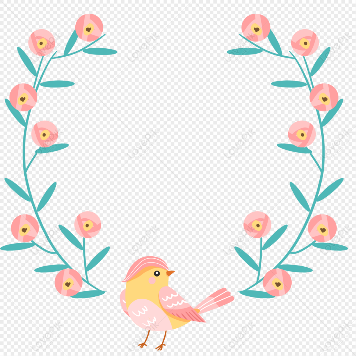 Hand Drawn Bird Flowers Decorative Lace Border PNG Picture And Clipart ...