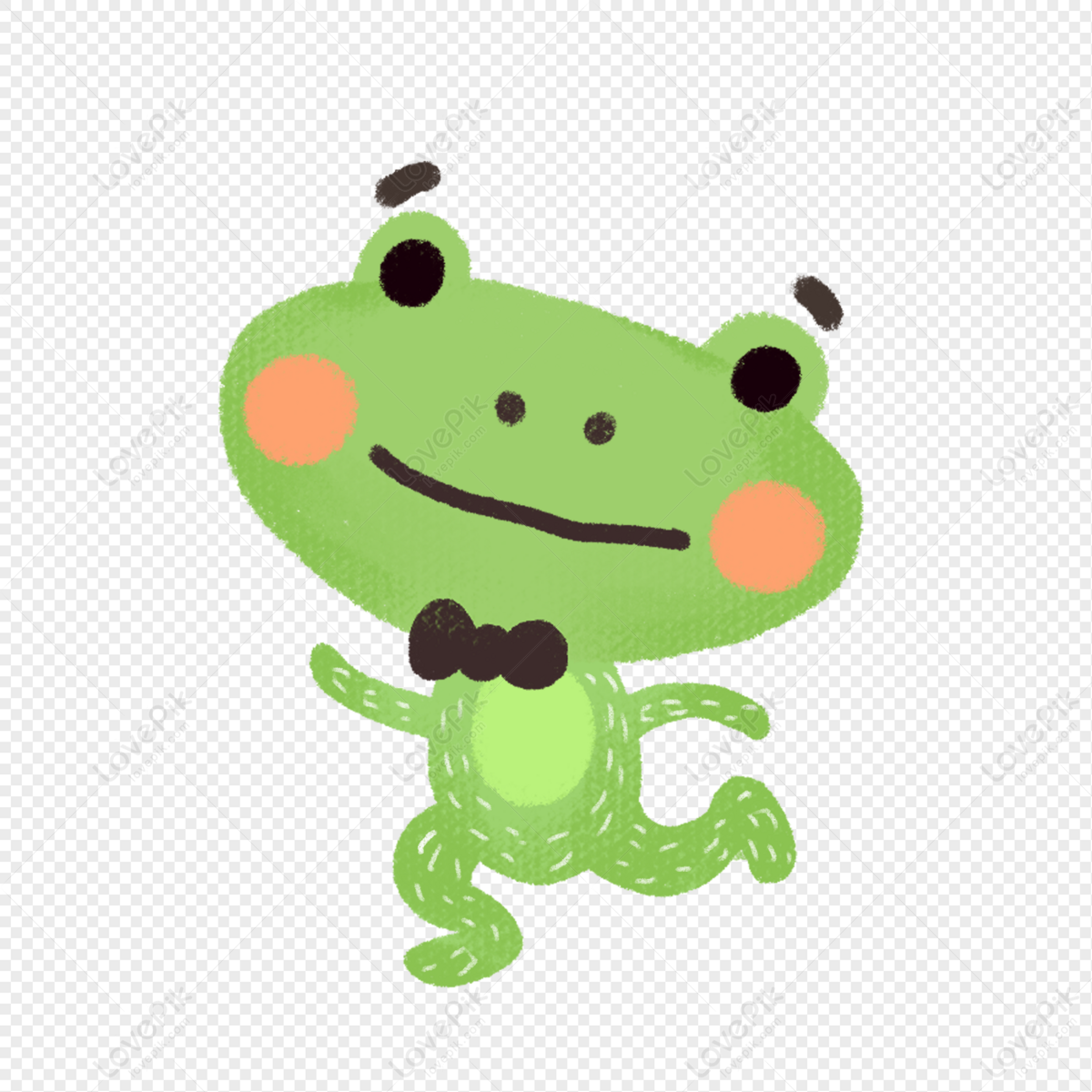 Hand Drawn Cartoon Animals, Cartoon Green, Cartoon Frog, Bow Cartoon ...