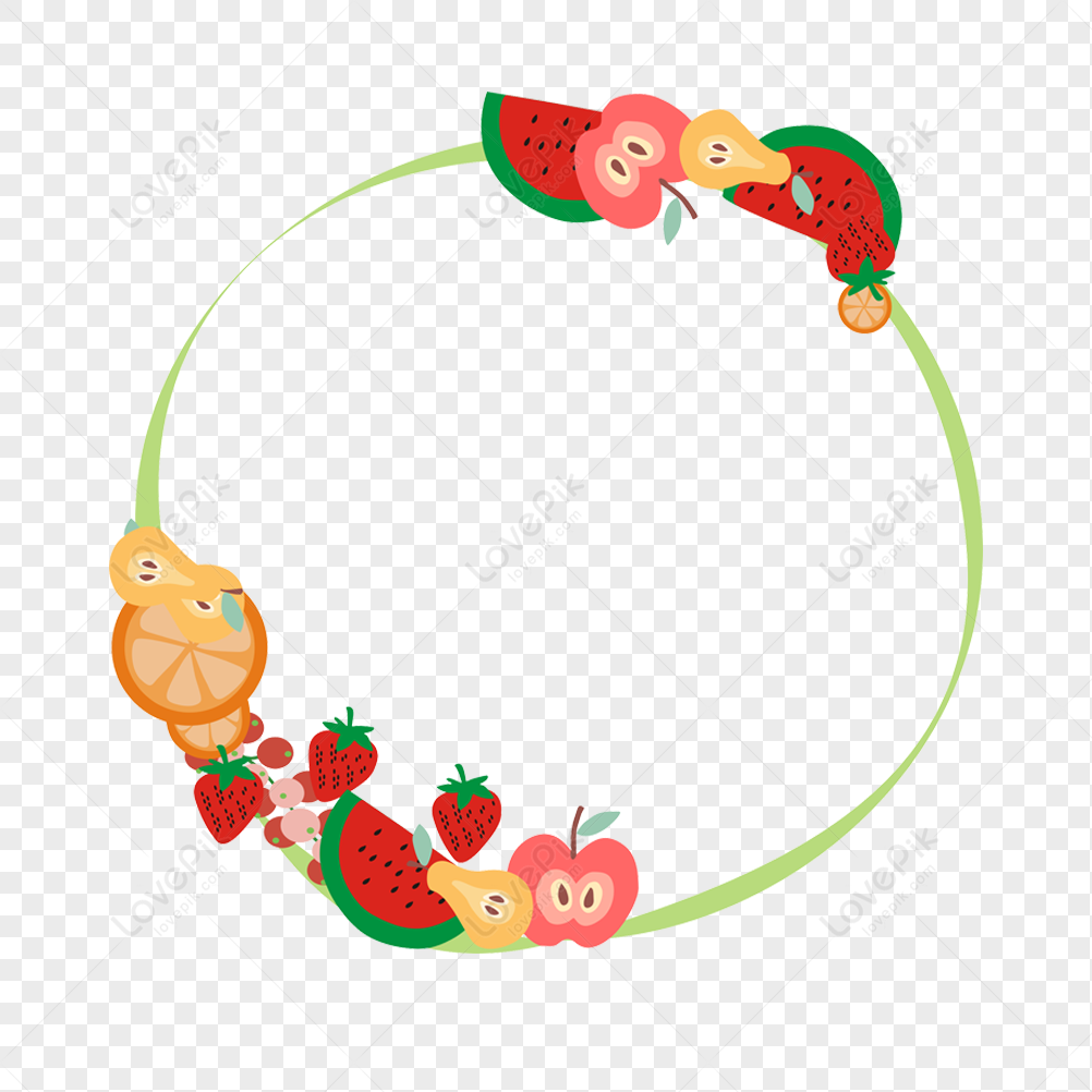 Hand Drawn Cartoon Fruit Border, Fruit Red, Fruit Vector, Decorative ...