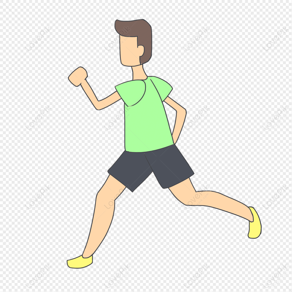 Hand Drawn Cartoon Healthy Running Green Man Free PNG And Clipart Image For  Free Download - Lovepik | 401369689