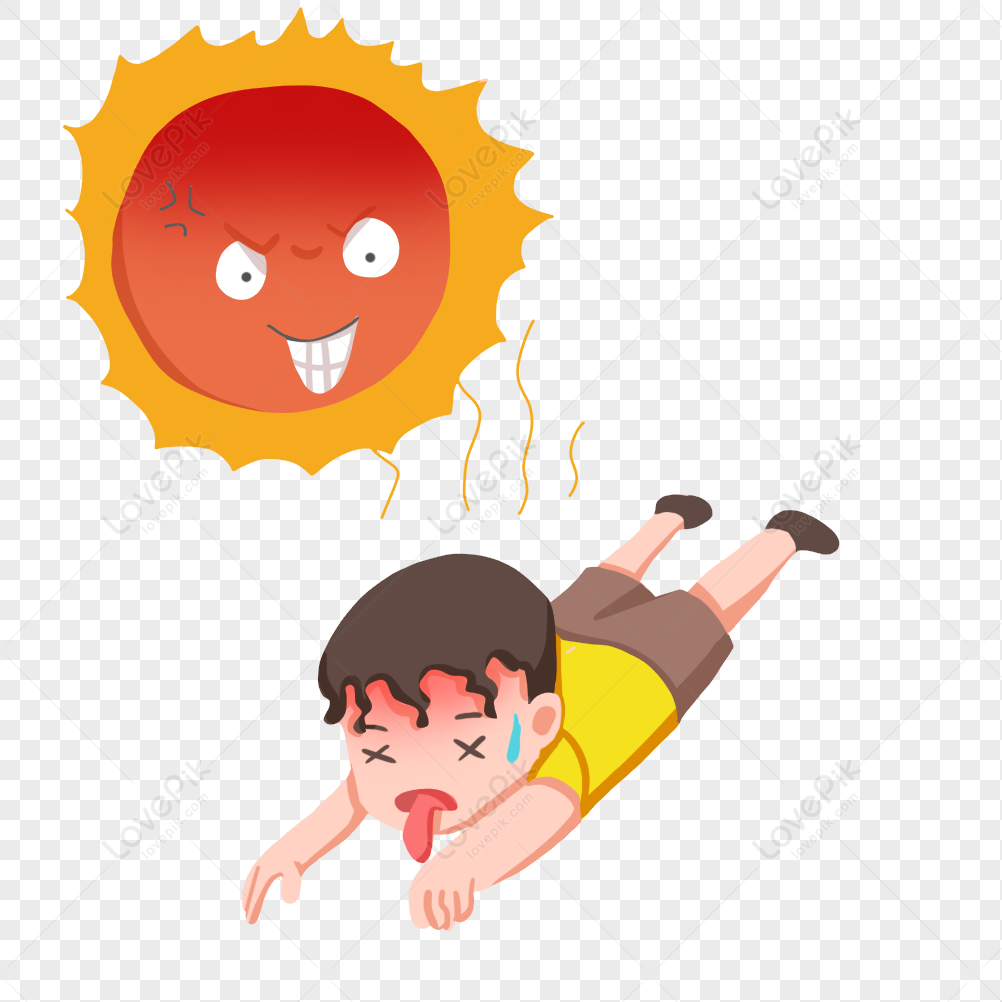 Heat Stroke, Cartoon Sun, Red Sun, Cartoon Red PNG Picture And Clipart ...