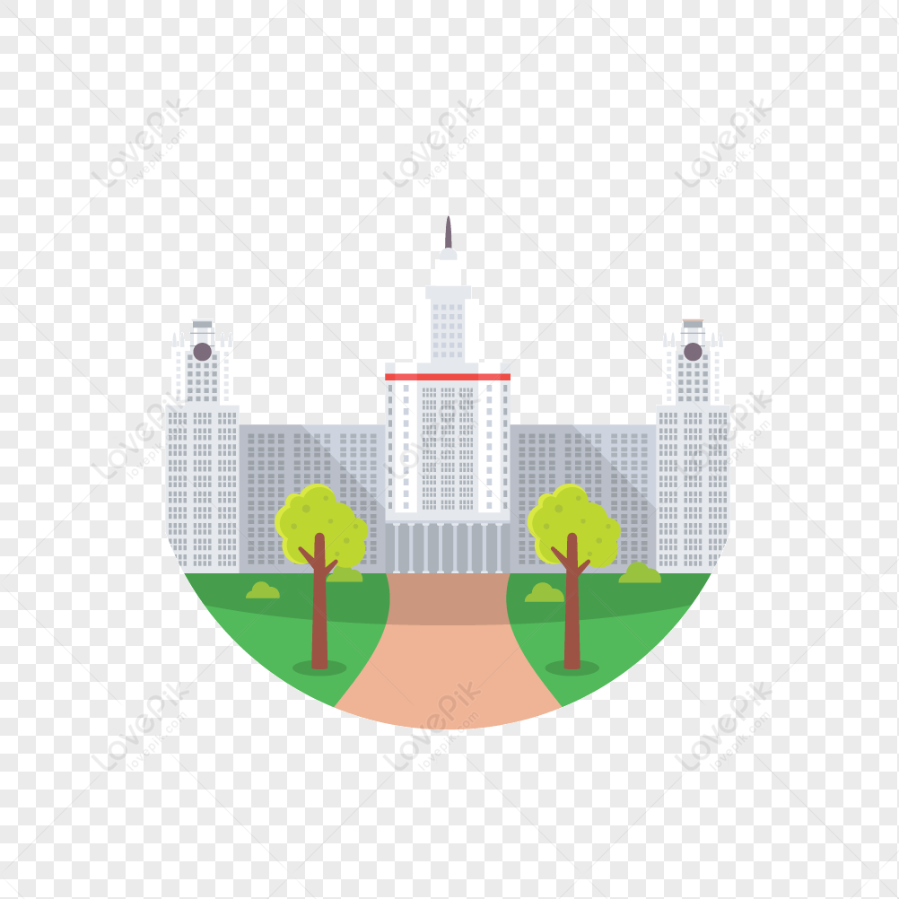 Moscow tourist famous tourist attractions, flat icon, building city, flat school png picture