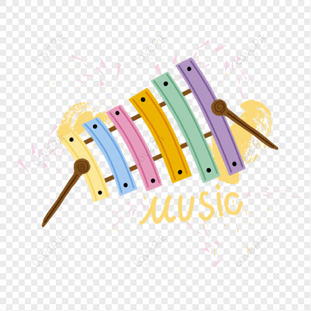 Cartoon logo with music instruments and text 'musique ? oui' on Craiyon