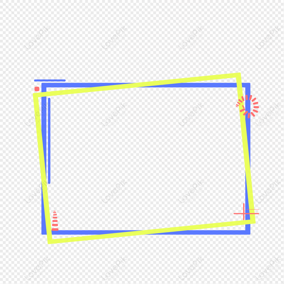 Pop Border, Blue Rectangle, Blue Lines, Frame Yellow Free PNG And ...