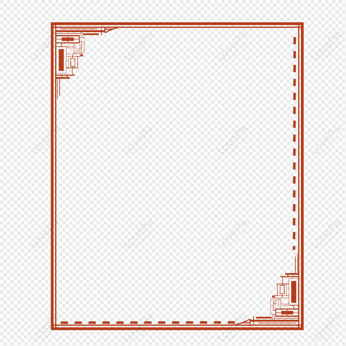 Traditional Borders White Transparent, Square Traditional Border