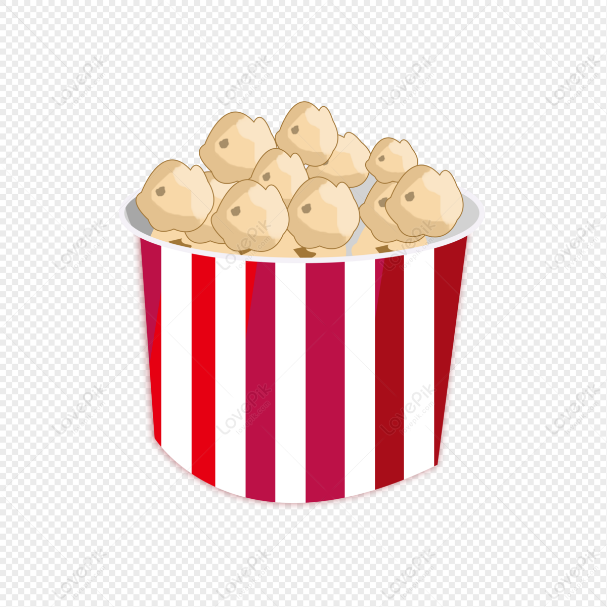 Watch the movie must-have popcorn hand-painted cartoon material, material, movie material, couple png transparent image