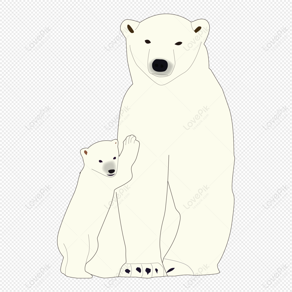 Cartoon Hand Drawn Cute Animal Polar Bear Mom And Child Free PNG And  Clipart Image For Free Download - Lovepik | 401373619