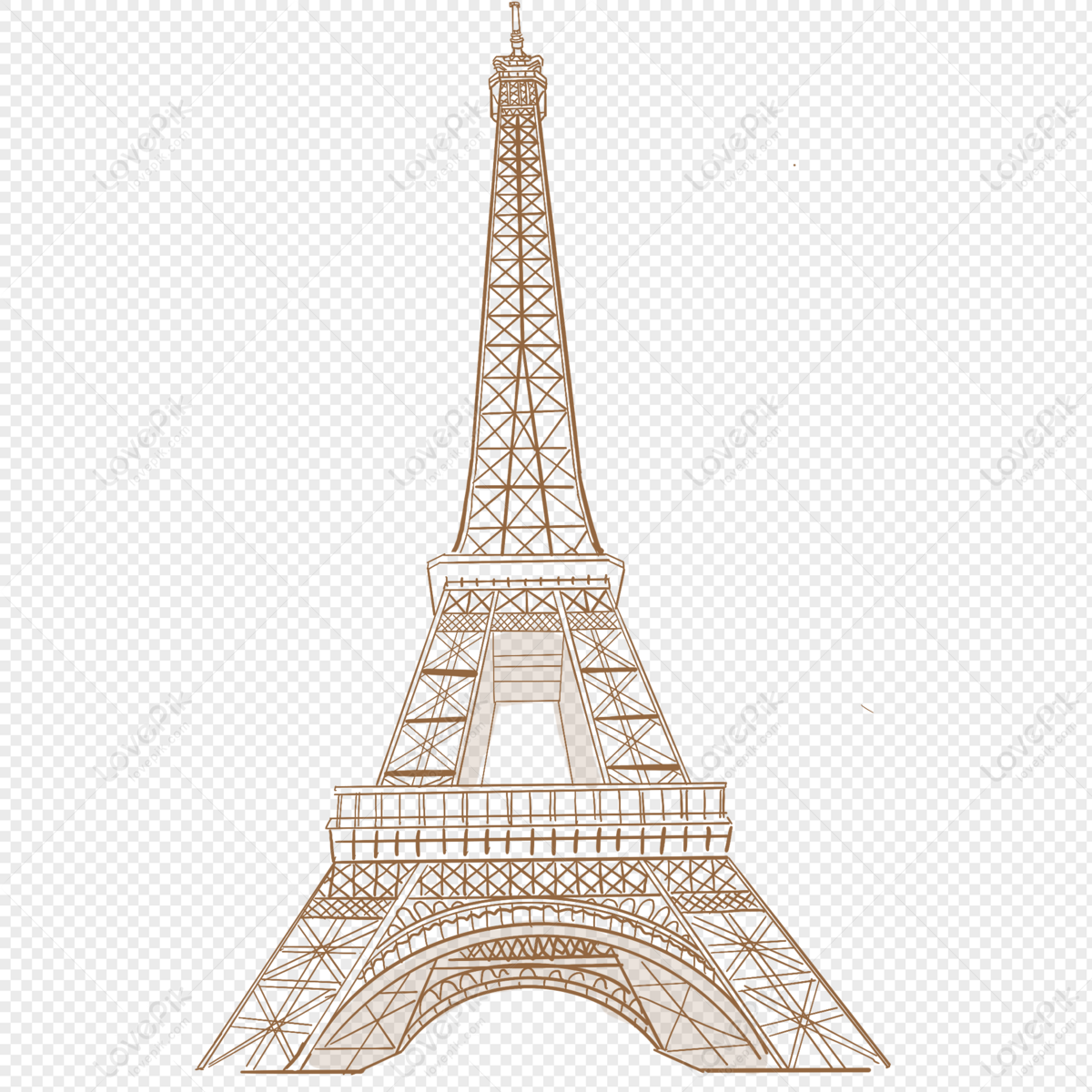 Eiffel Tower, brown lines, light tower, light lines png image free download