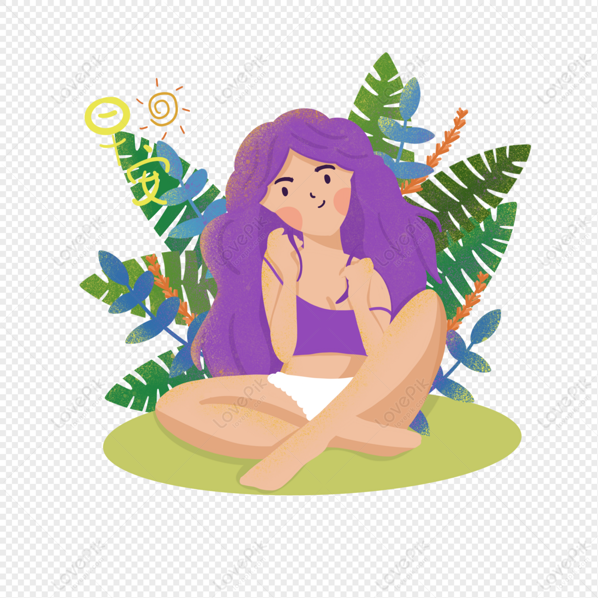 Girl Doing Yoga In Summer PNG Transparent Background And Clipart Image ...