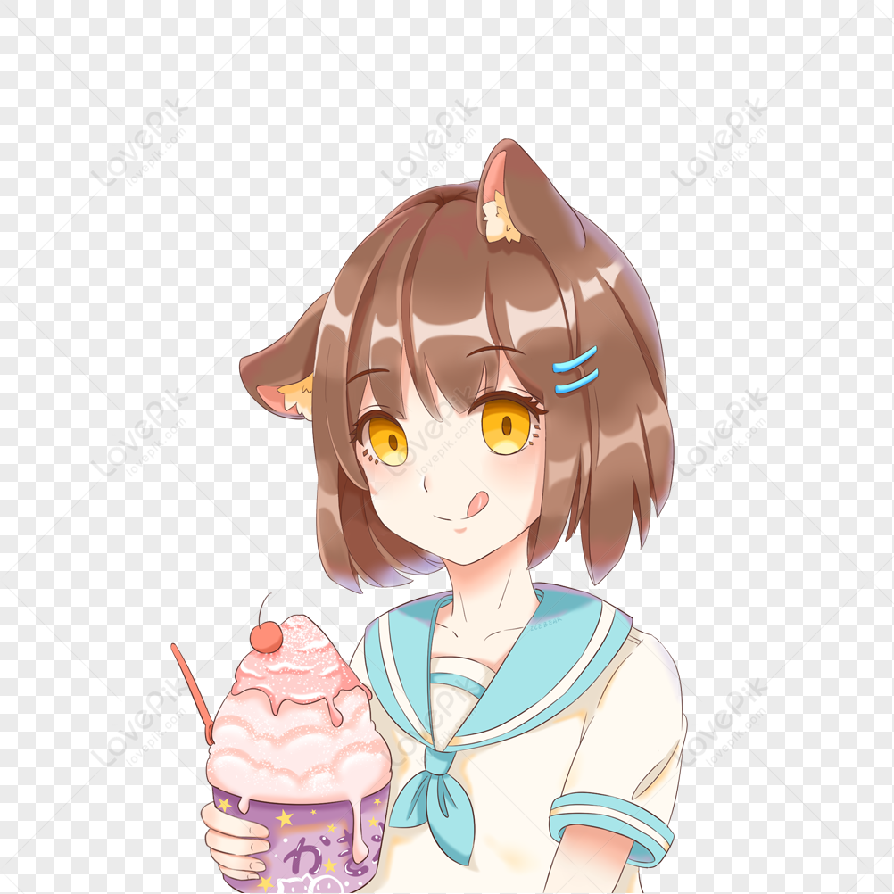 FanArt SNSD Cartoon, anime female cartoon inside ice cream cone sticker,  png | PNGEgg