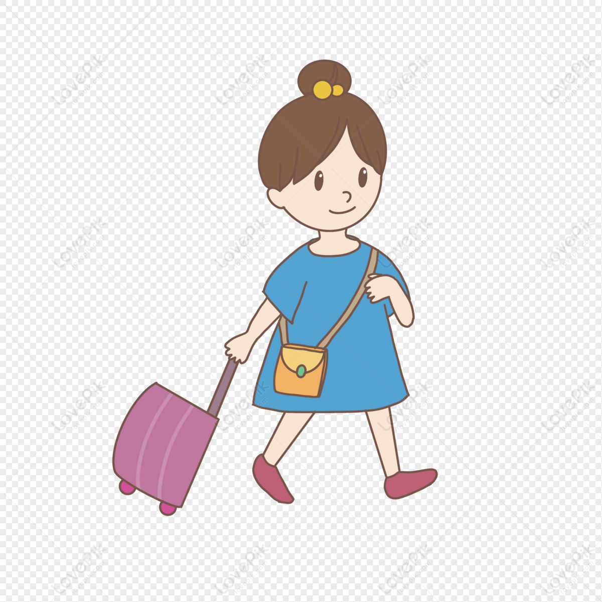 Graduation Season Cute Child Cartoon Carrying Luggage Girl Walki PNG  Transparent And Clipart Image For Free Download - Lovepik | 401382286