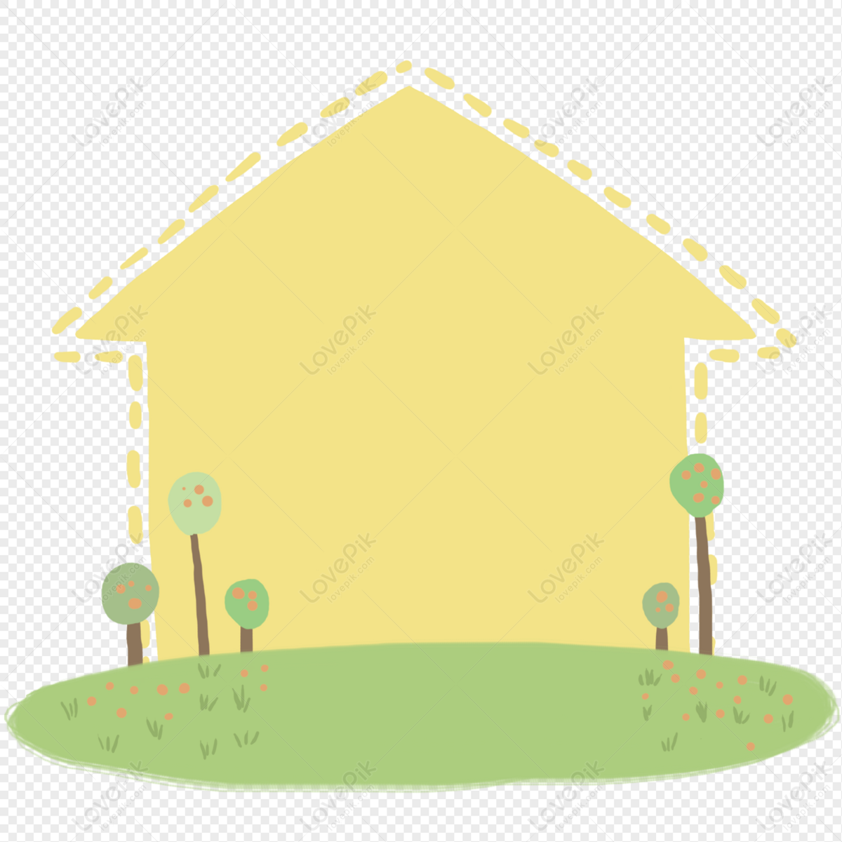 Hand Drawn House Tree Grass Fresh Border PNG Image And Clipart Image For  Free Download - Lovepik | 401388308