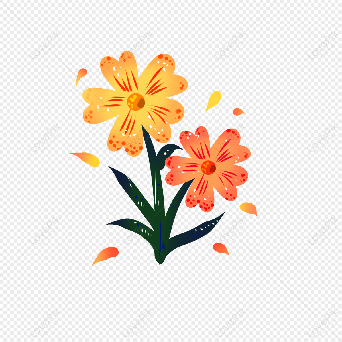Dibujado A Mano Elementos Florales De Flores Silvestres Amarilla PNG  Imágenes Gratis - Lovepik