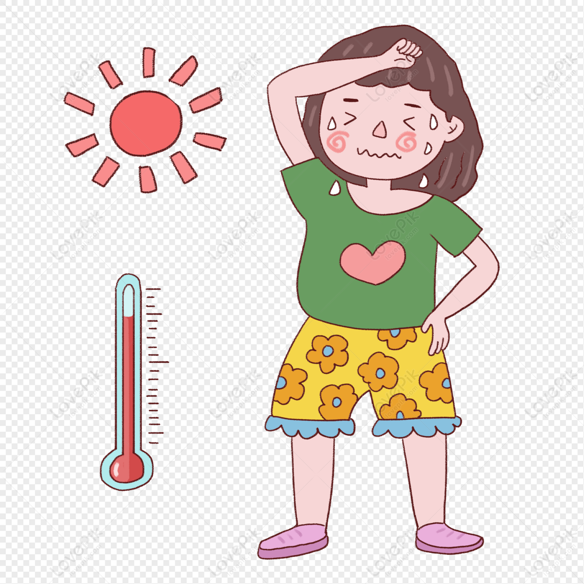 High Temperature Warning Sweating Girl PNG White Transparent And Clipart  Image For Free Download - Lovepik | 401375982