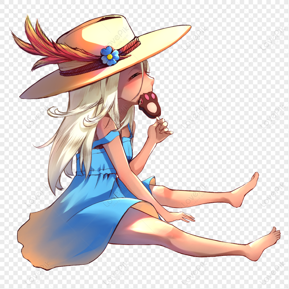 Free Vectors  Straw hat and sunflower _ anime character