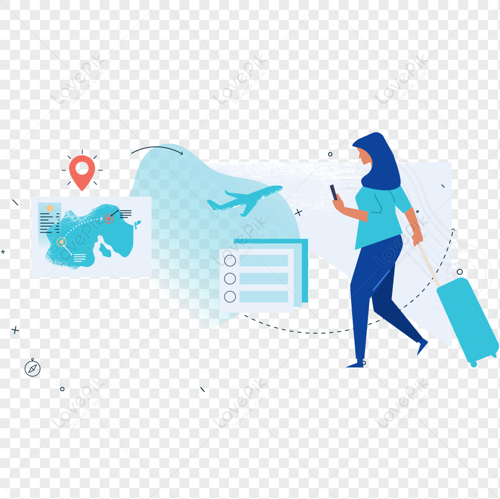 Travel plan icon free vector illustration material, travel woman, art icon, icon woman png image free download