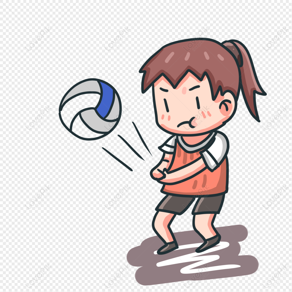 可爱的小女孩在打排球插画图片素材_ID:408403143-Veer图库