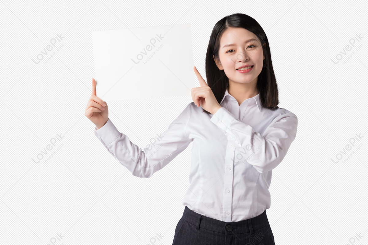Women In The Workplace Hold White Cardboard Showing Action PNG Free ...