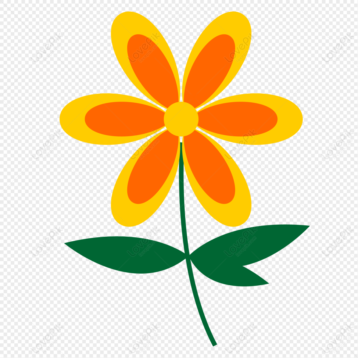 Yellow Flower, Simple Yellow, Flat Flower, Art Flower PNG Transparent ...