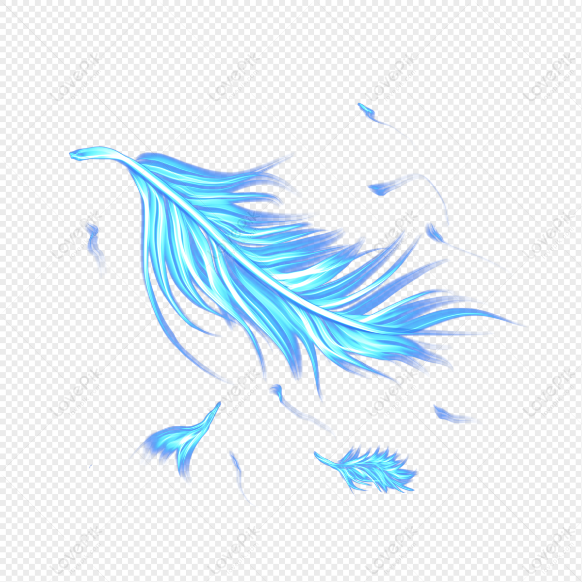 blue Feather PNG transparent image download, size: 2661x8000px