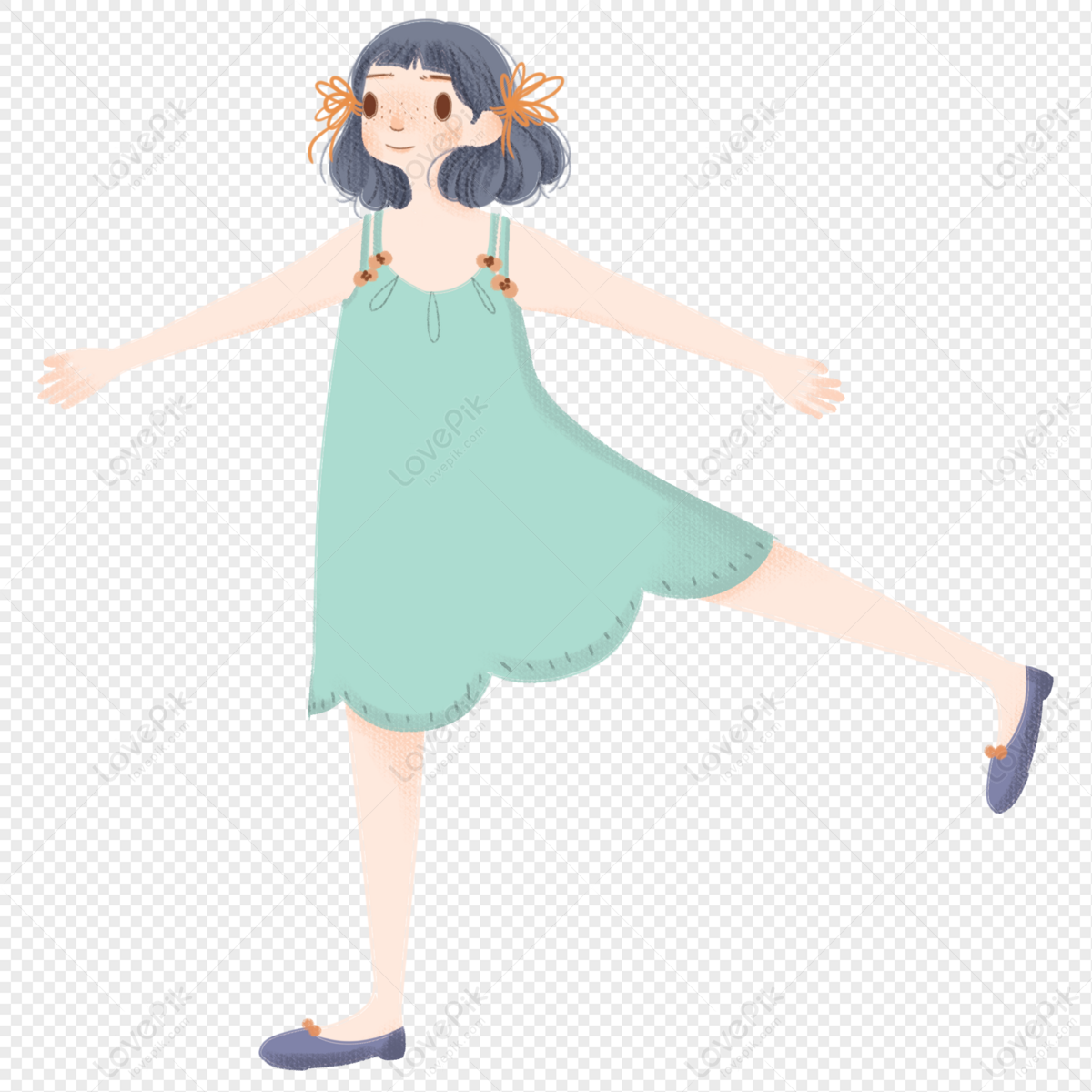Cartoon Girl In Blue Dress PNG Free Download And Clipart Image For Free  Download - Lovepik | 401401083