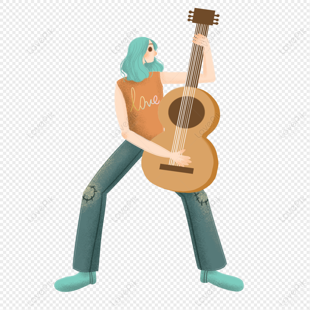 Cartoon Girl Playing Guitar Free PNG And Clipart Image For Free Download -  Lovepik | 401423809
