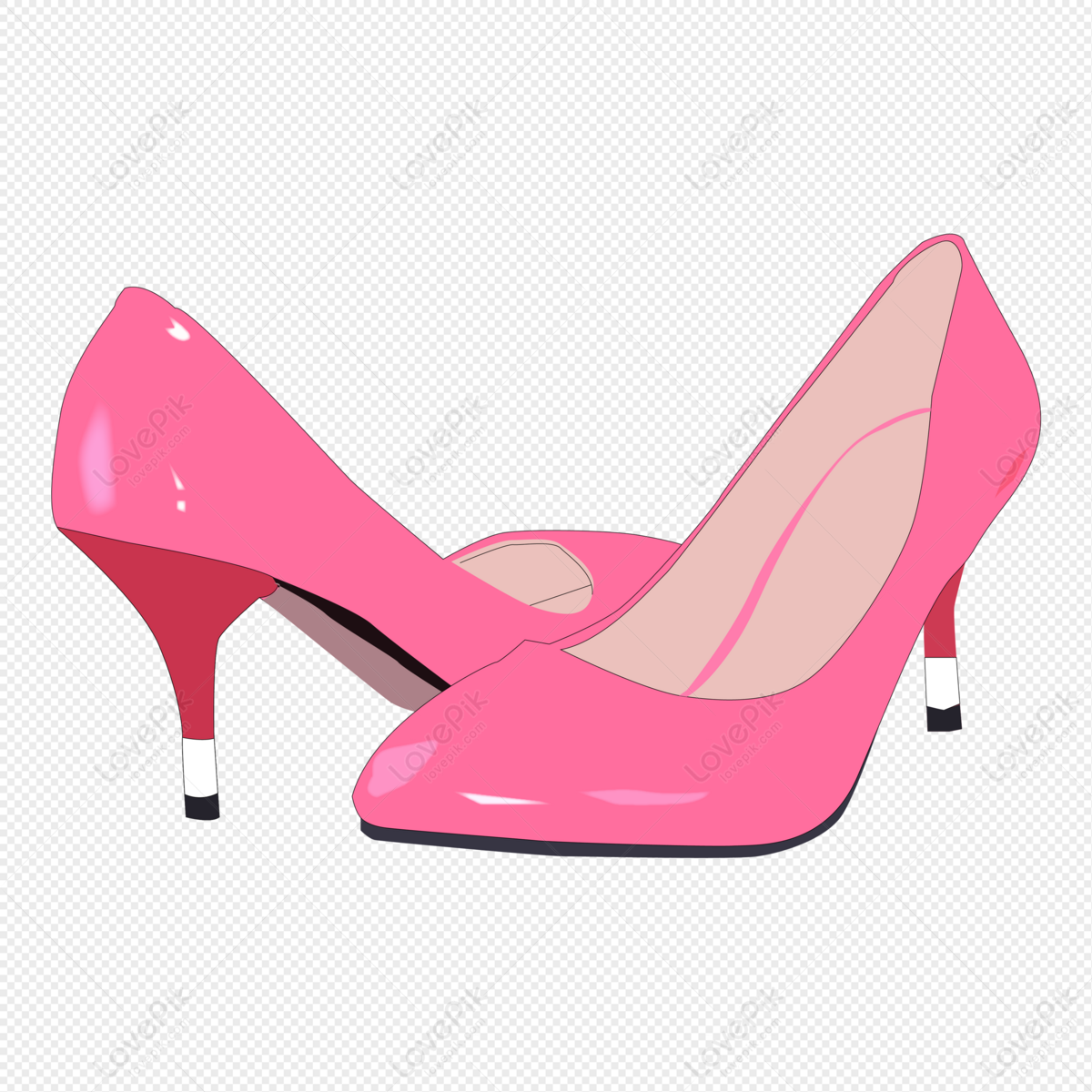 Cartoon Hand Painted Pink Ladies High Heel Leather Shoes Free PNG And  Clipart Image For Free Download - Lovepik | 401405209