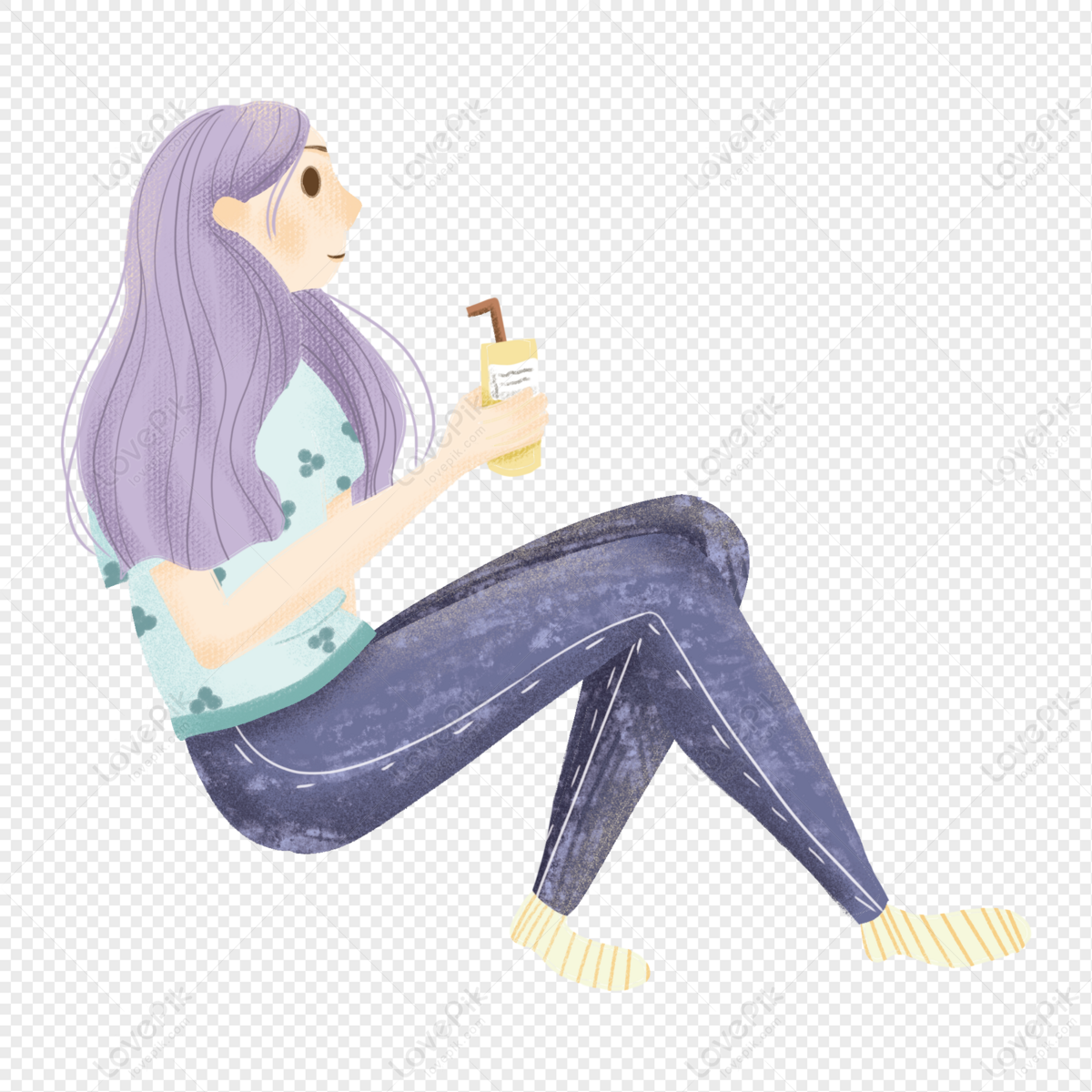 Cartoon Jeans Girl Drinking Beverage PNG White Transparent And Clipart  Image For Free Download - Lovepik | 401423912