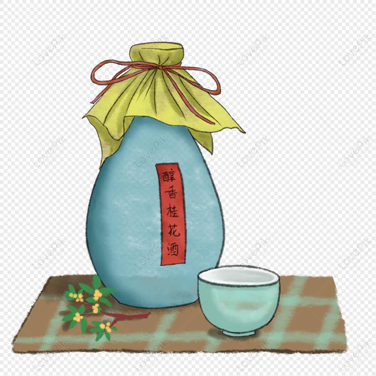 Chinese Style Osmanthus Wine, Style, Material, Chinese Style PNG Free ...