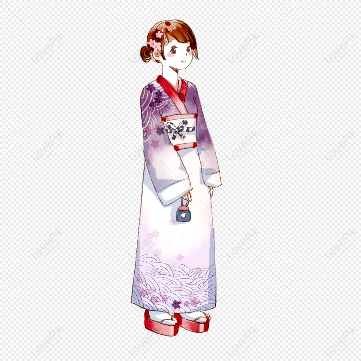 Hình ảnh Cô Gái Kimono Dễ Thương PNG Miễn Phí Tải Về - Lovepik