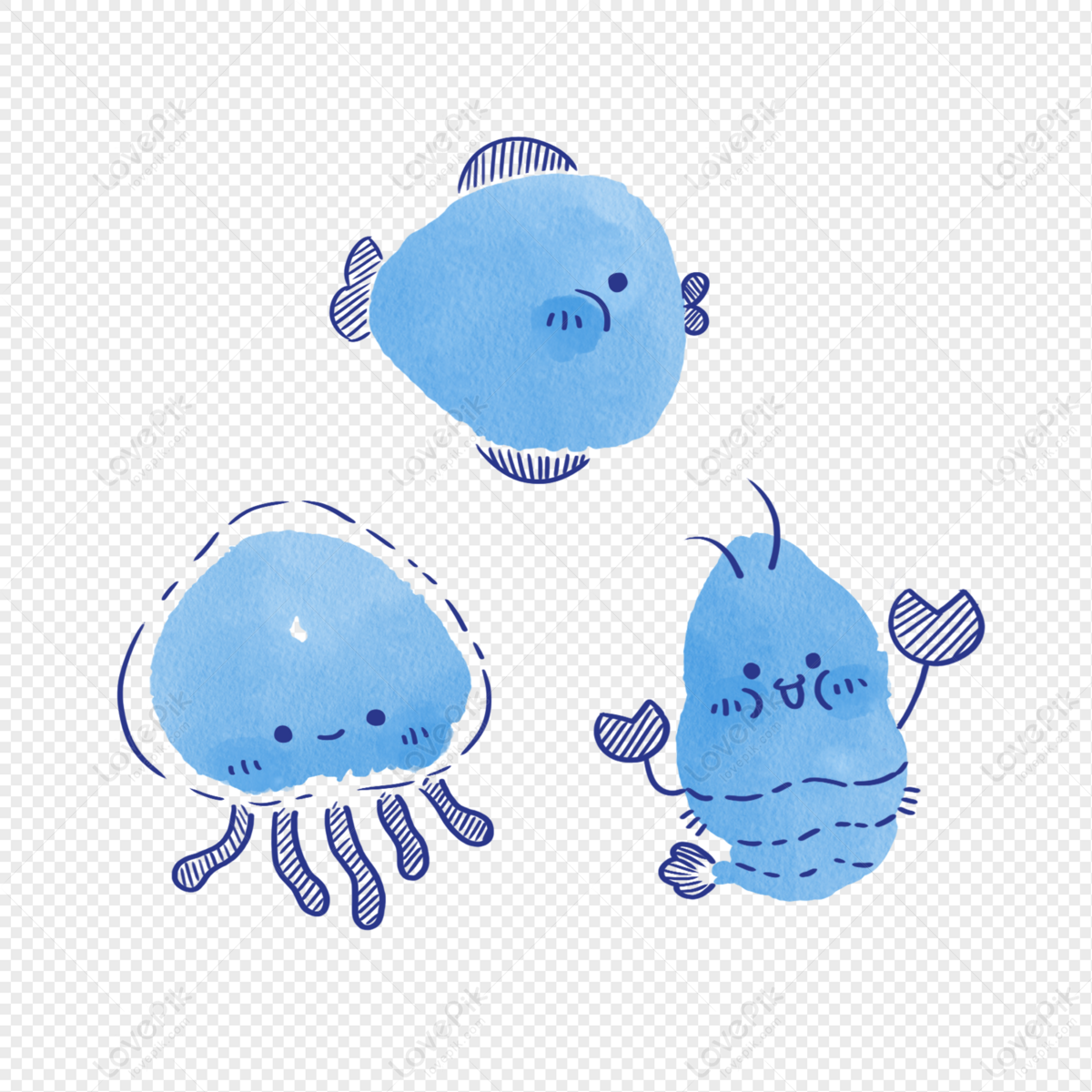 Cute Watercolor Marine Life Animals PNG Transparent Image And Clipart Image  For Free Download - Lovepik | 401408647