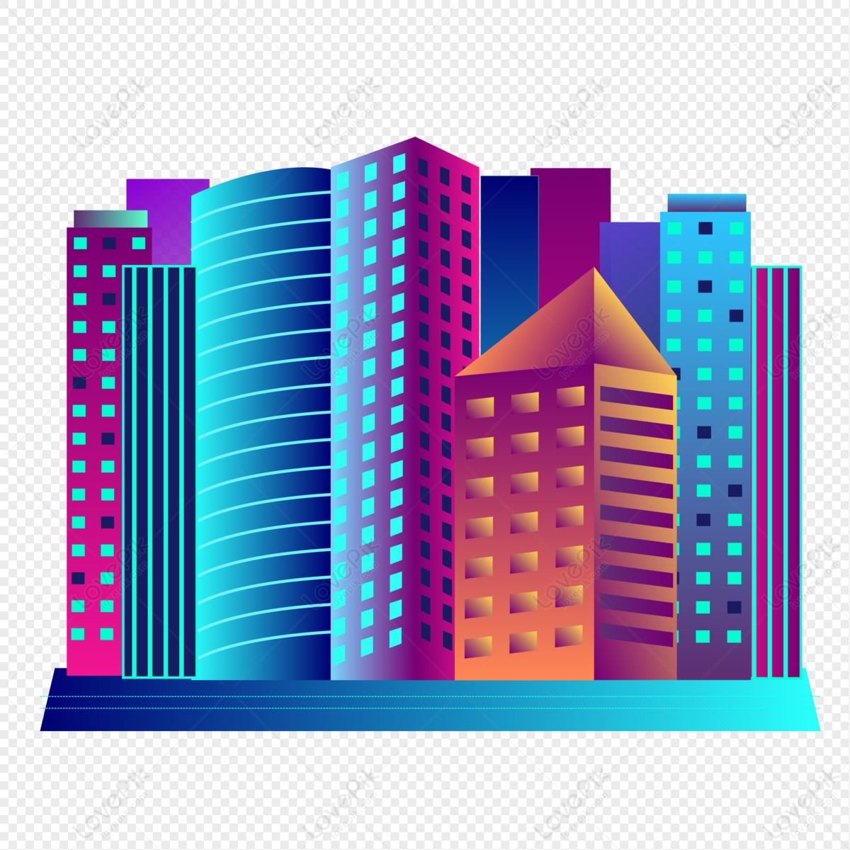 Flat City Building, City Illustration, Dark Light, City Light PNG ...