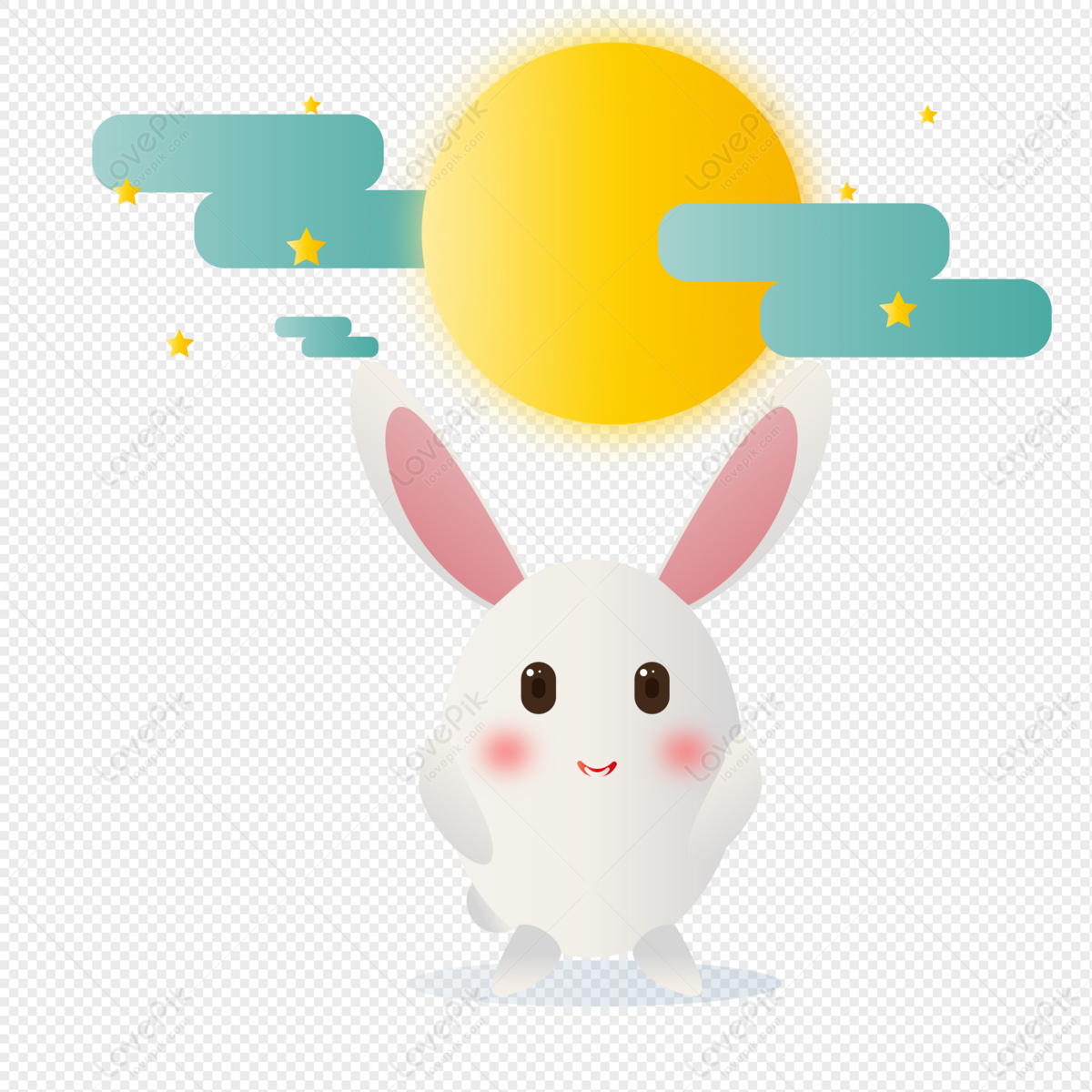 Flat Mid Autumn Festival Moon Rabbit Vector Vector Festival Mid