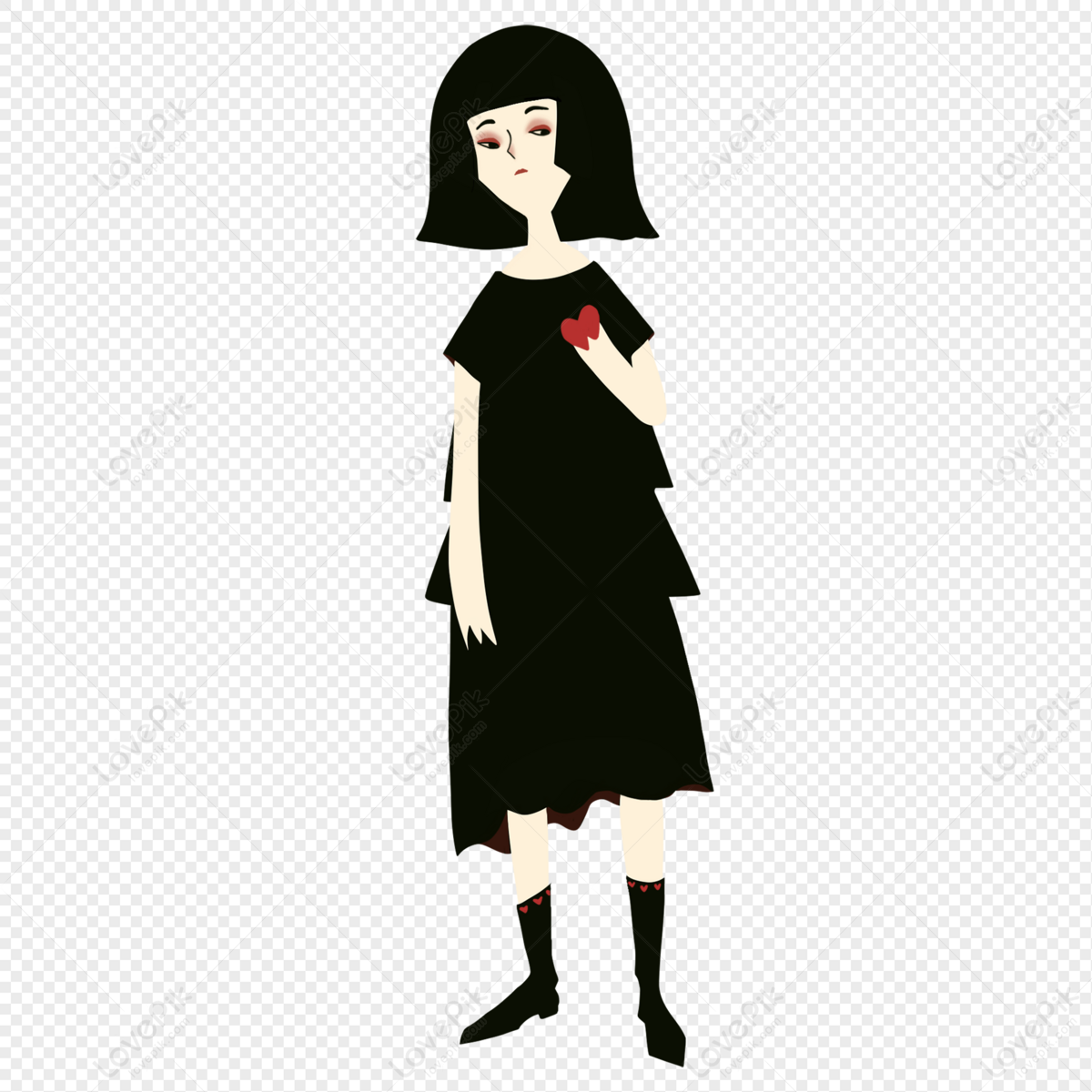 Girl Black Cartoon Character PNG Transparent And Clipart Image For Free  Download - Lovepik | 401410166