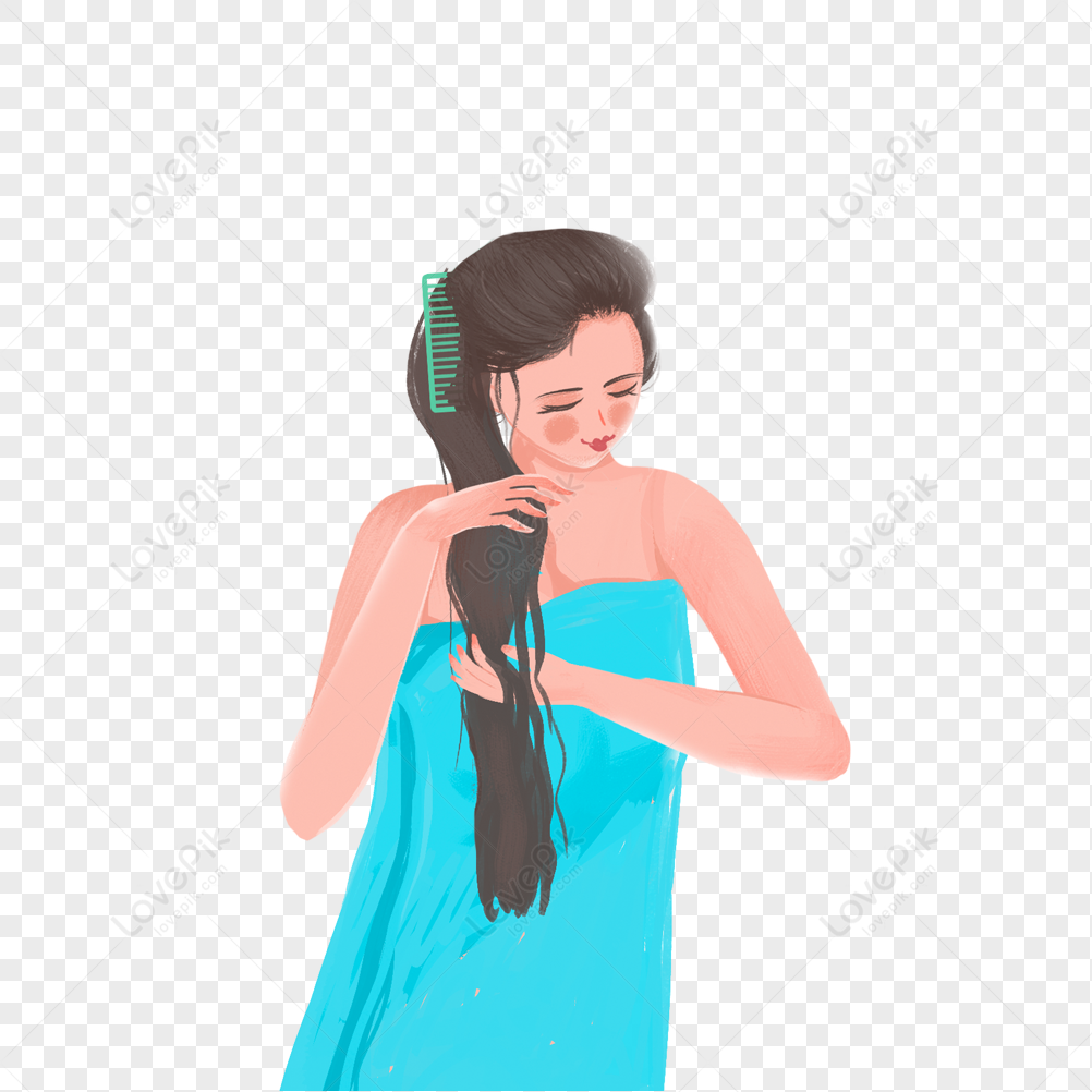 Girl Combing Her Hair PNG Picture And Clipart Image For Free Download -  Lovepik | 401404885