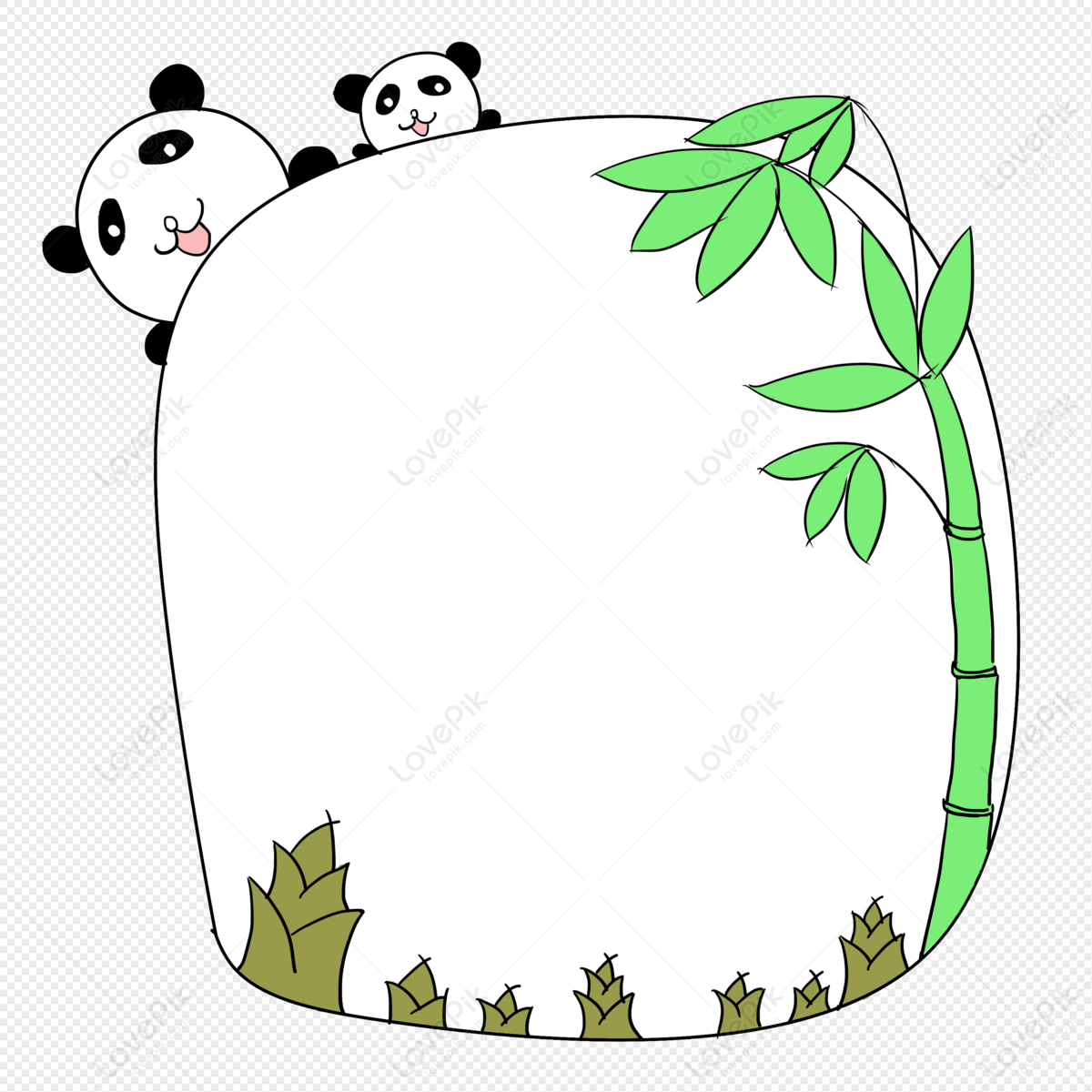 Hand Drawn Cartoon Animal Panda Bamboo Bamboo Shoots Border PNG Image And  Clipart Image For Free Download - Lovepik | 401416988
