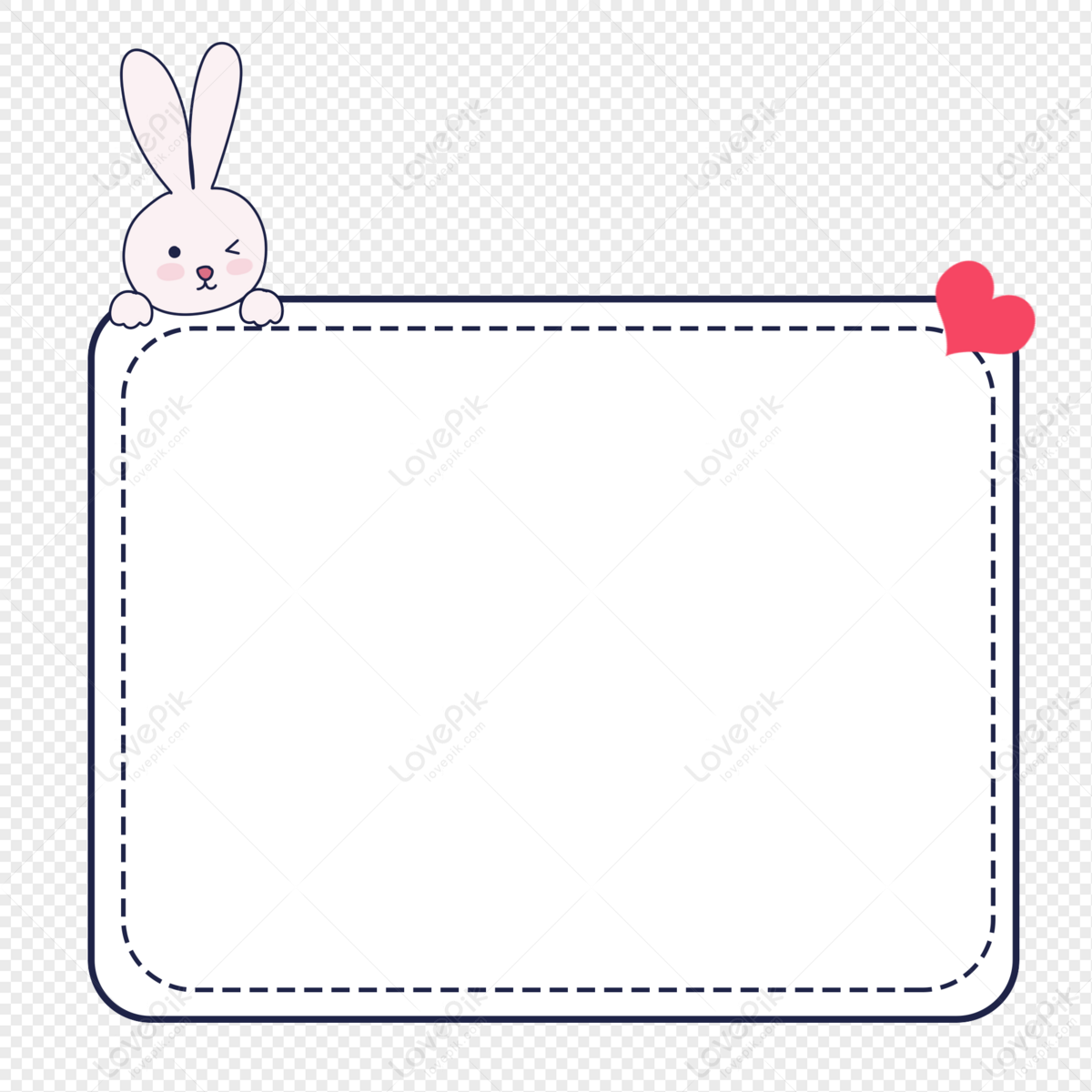 Rabbit Border, Rabbit Frame, Minimalist Border, Animal Border PNG Free