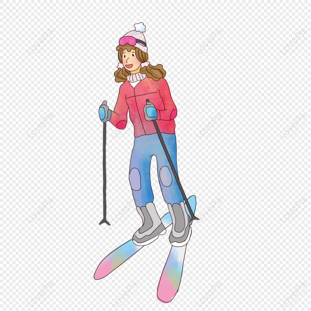 girl ski clip art