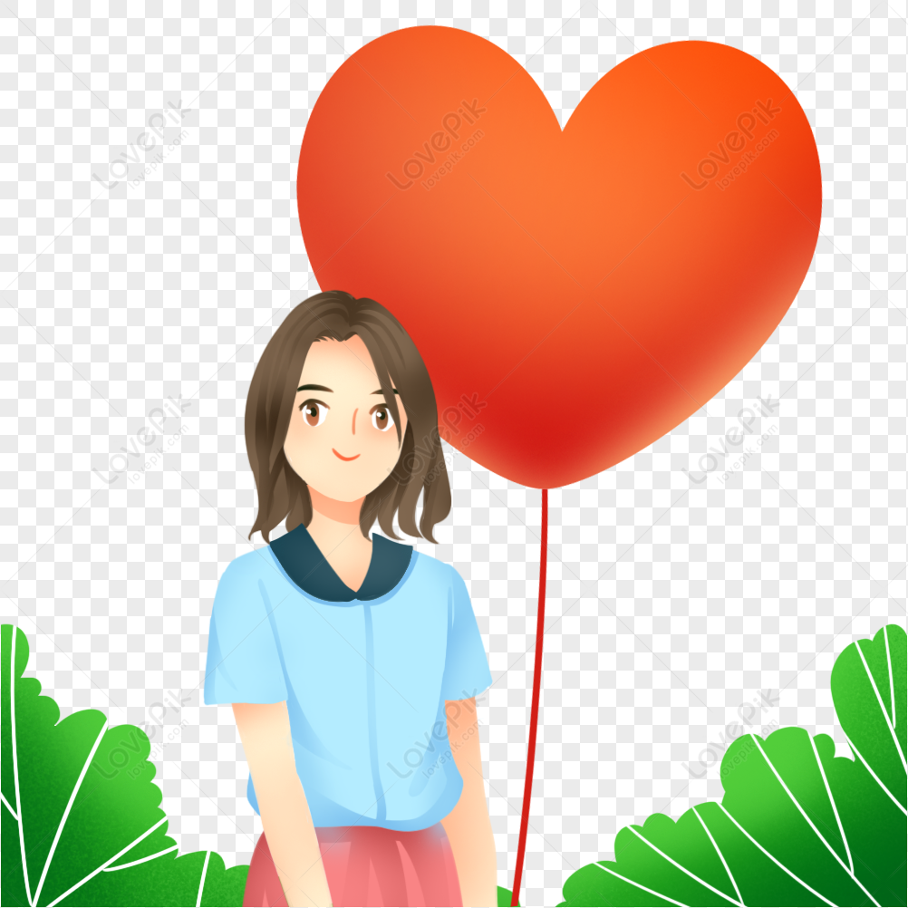 Сердце подростка. Girl with Heart PNG.