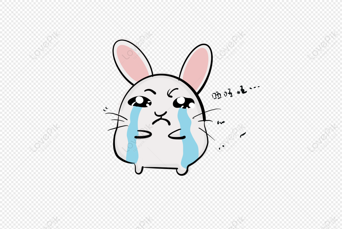 Cute Simple Rabbit Grievance Sad Tears Expression Pack GIF PNG